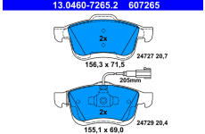 Sada brzdových destiček, kotoučová brzda ATE 13.0460-7265.2