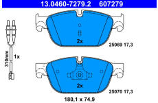 Sada brzdových destiček, kotoučová brzda ATE 13.0460-7279.2