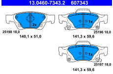 Sada brzdových destiček, kotoučová brzda ATE 13.0460-7343.2