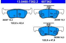 Sada brzdových destiček, kotoučová brzda ATE 13.0460-7362.2