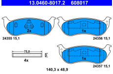 Sada brzdových destiček, kotoučová brzda ATE 13.0460-8017.2