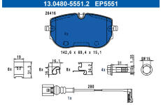 Sada brzdových platničiek kotúčovej brzdy ATE 13.0480-5551.2