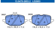 Sada brzdových destiček, kotoučová brzda ATE 13.0470-2653.2