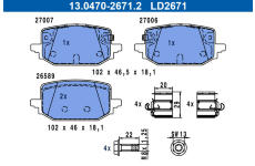 Sada brzdových destiček, kotoučová brzda ATE 13.0470-2671.2