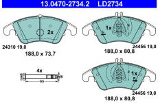 Sada brzdových destiček, kotoučová brzda ATE ATE 13.0470-2734.2