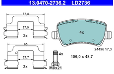 Sada brzdových destiček, kotoučová brzda ATE 13.0470-2736.2