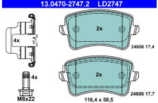 Sada brzdových platničiek kotúčovej brzdy ATE 13.0470-2747.2