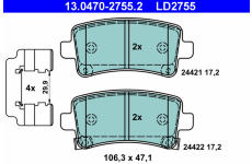 Sada brzdových destiček, kotoučová brzda ATE 13.0470-2755.2