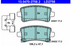 Sada brzdových destiček, kotoučová brzda ATE 13.0470-2758.2