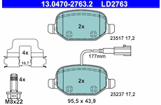 Sada brzdových destiček, kotoučová brzda ATE 13.0470-2763.2