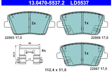 Sada brzdových destiček, kotoučová brzda ATE 13.0470-5537.2