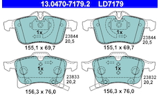 Sada brzdových destiček, kotoučová brzda ATE ATE 13.0470-7179.2