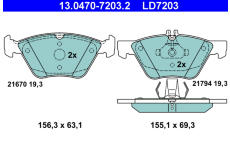 Sada brzdových destiček, kotoučová brzda ATE 13.0470-7203.2