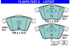 Sada brzdových destiček, kotoučová brzda ATE 13.0470-7227.2