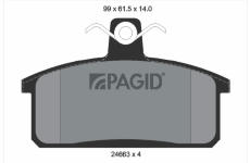 Sada brzdových destiček, kotoučová brzda PAGID T1713N