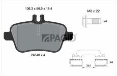 Sada brzdových destiček, kotoučová brzda PAGID T2514N