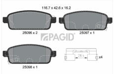 Sada brzdových destiček, kotoučová brzda PAGID T2298N