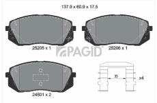 Sada brzdových destiček, kotoučová brzda PAGID T2061N