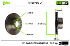 Brzdový kotúč VALEO 187075