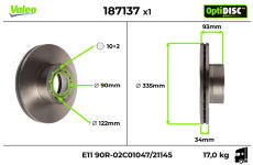 Brzdový kotúč VALEO 187137