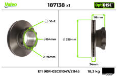 Brzdový kotúč VALEO 187138