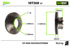 Brzdový kotúč VALEO 187268