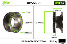 Brzdový kotúč VALEO 187270
