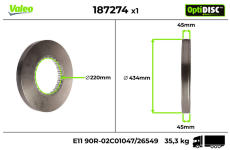 Brzdový kotúč VALEO 187274
