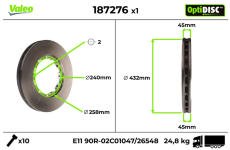 Brzdový kotouč VALEO 187276
