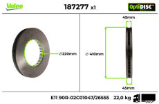 Brzdový kotúč VALEO 187277