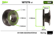 Brzdový kotouč VALEO 187279