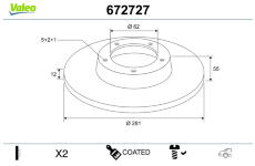 Brzdový kotouč VALEO 672727