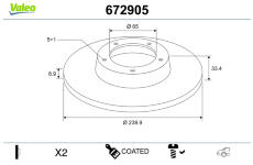 Brzdový kotouč VALEO 672905