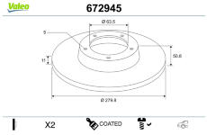 Brzdový kotouč VALEO 672945