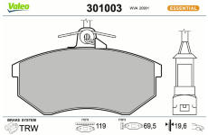 Sada brzdových destiček, kotoučová brzda VALEO 301003