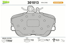 Sada brzdových destiček, kotoučová brzda VALEO 301013