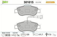 Sada brzdových destiček, kotoučová brzda VALEO 301015