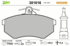 Sada brzdových destiček, kotoučová brzda VALEO 301016