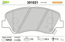 Sada brzdových destiček, kotoučová brzda VALEO 301021