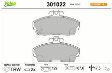 Sada brzdových destiček, kotoučová brzda VALEO 301022