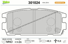 Sada brzdových destiček, kotoučová brzda VALEO 301024
