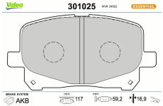 Sada brzdových destiček, kotoučová brzda VALEO 301025