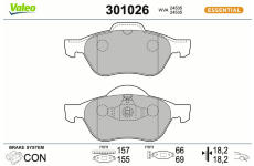 Sada brzdových destiček, kotoučová brzda VALEO 301026