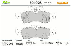 Sada brzdových destiček, kotoučová brzda VALEO 301028