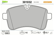 Sada brzdových destiček, kotoučová brzda VALEO 301032