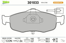 Sada brzdových destiček, kotoučová brzda VALEO 301033