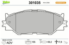 Sada brzdových destiček, kotoučová brzda VALEO 301035