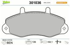 Sada brzdových destiček, kotoučová brzda VALEO 301036