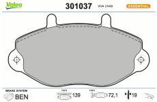 Sada brzdových destiček, kotoučová brzda VALEO 301037