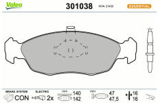 Sada brzdových destiček, kotoučová brzda VALEO 301038